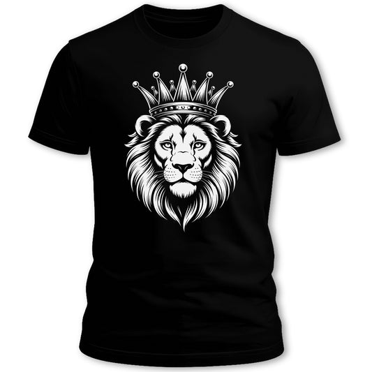 Majestic Lion and Crown Design Bold Graphic T-shirt Product